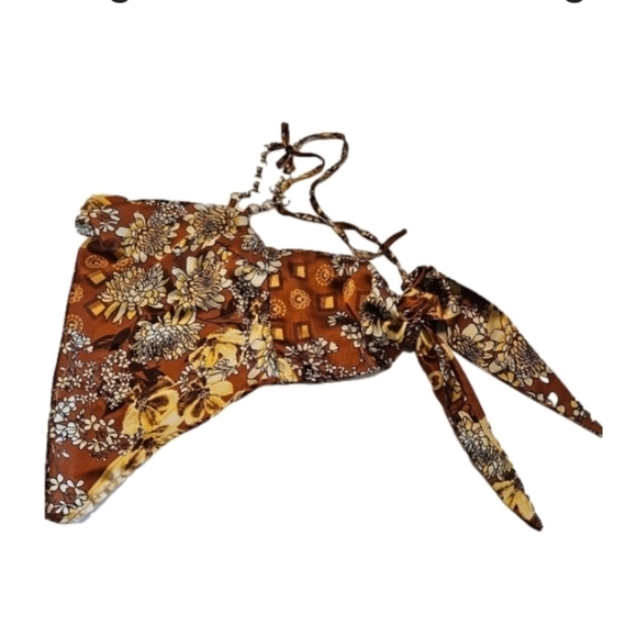 J is for Justify crop top floral pattern copper color baby tee fall cropped top - Picture 4 of 16